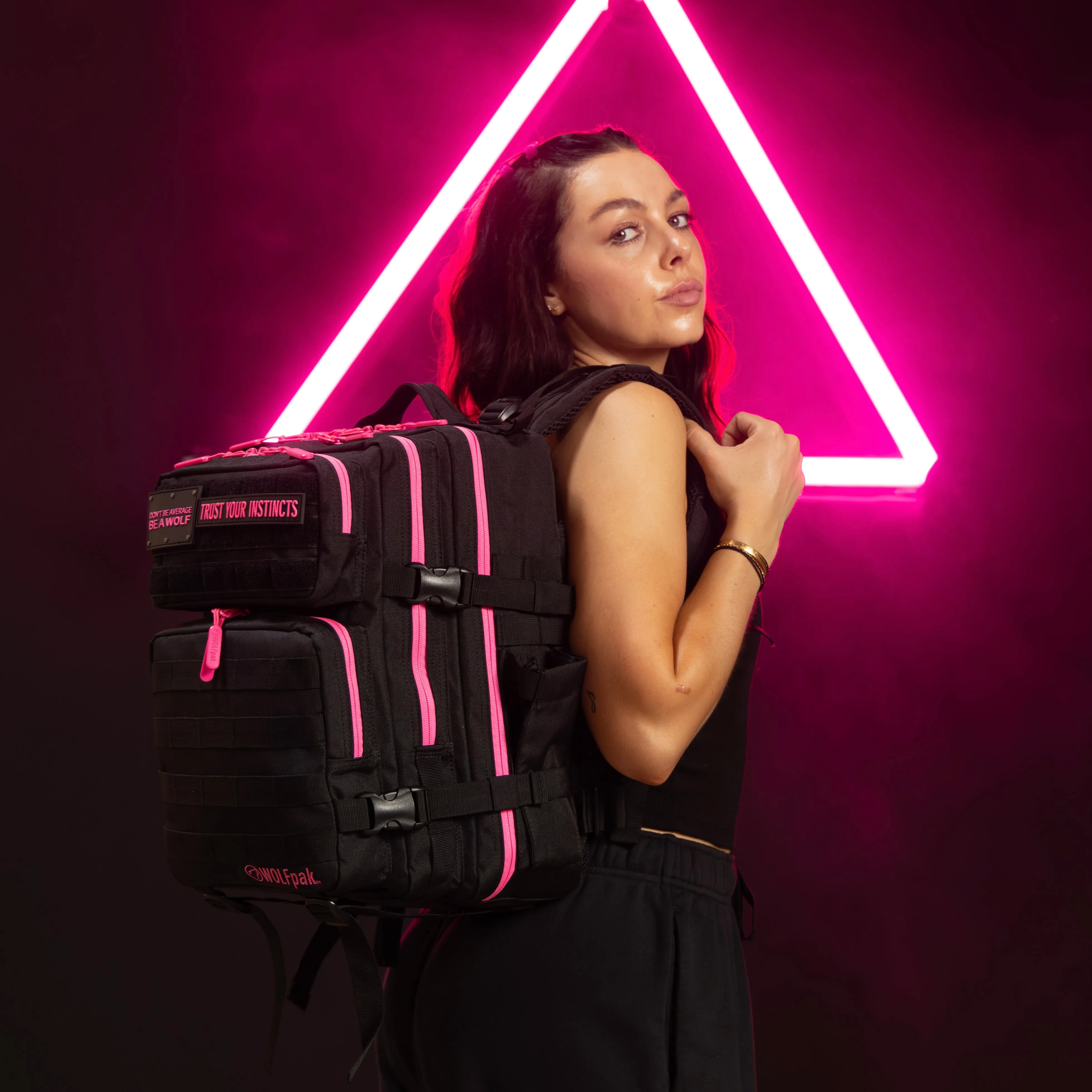 25L Backpack Black Neon Pink