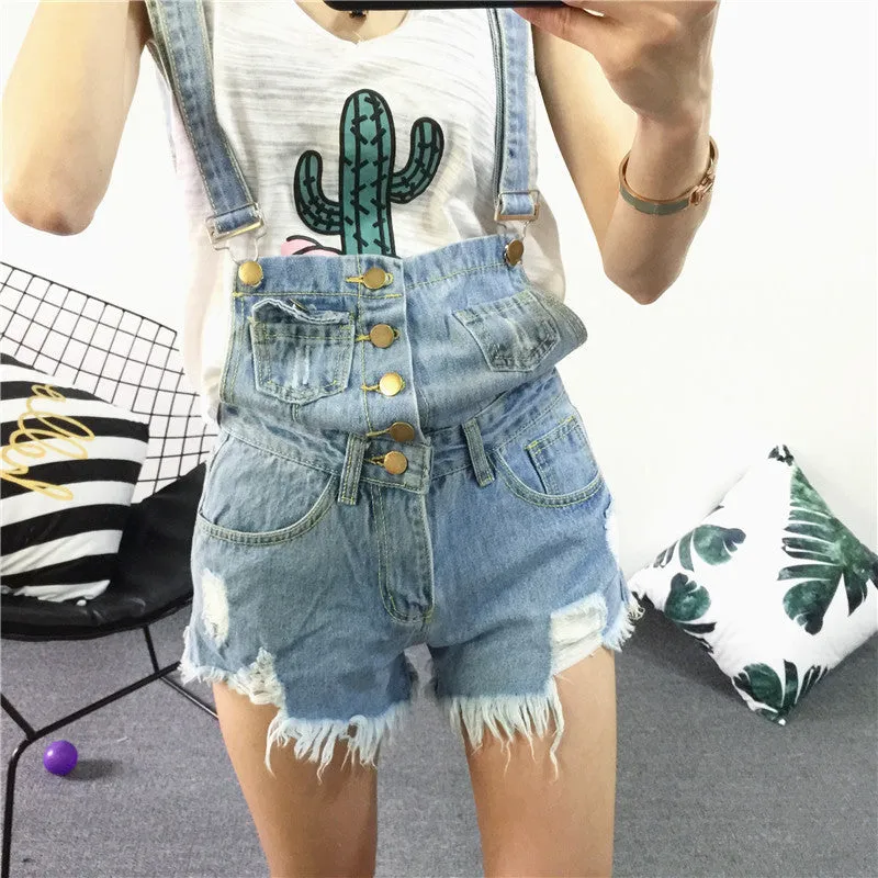 Acid Wash Denim Overalls