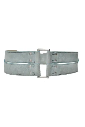 ALAIA AQUA SUEDE STUDDED BELT