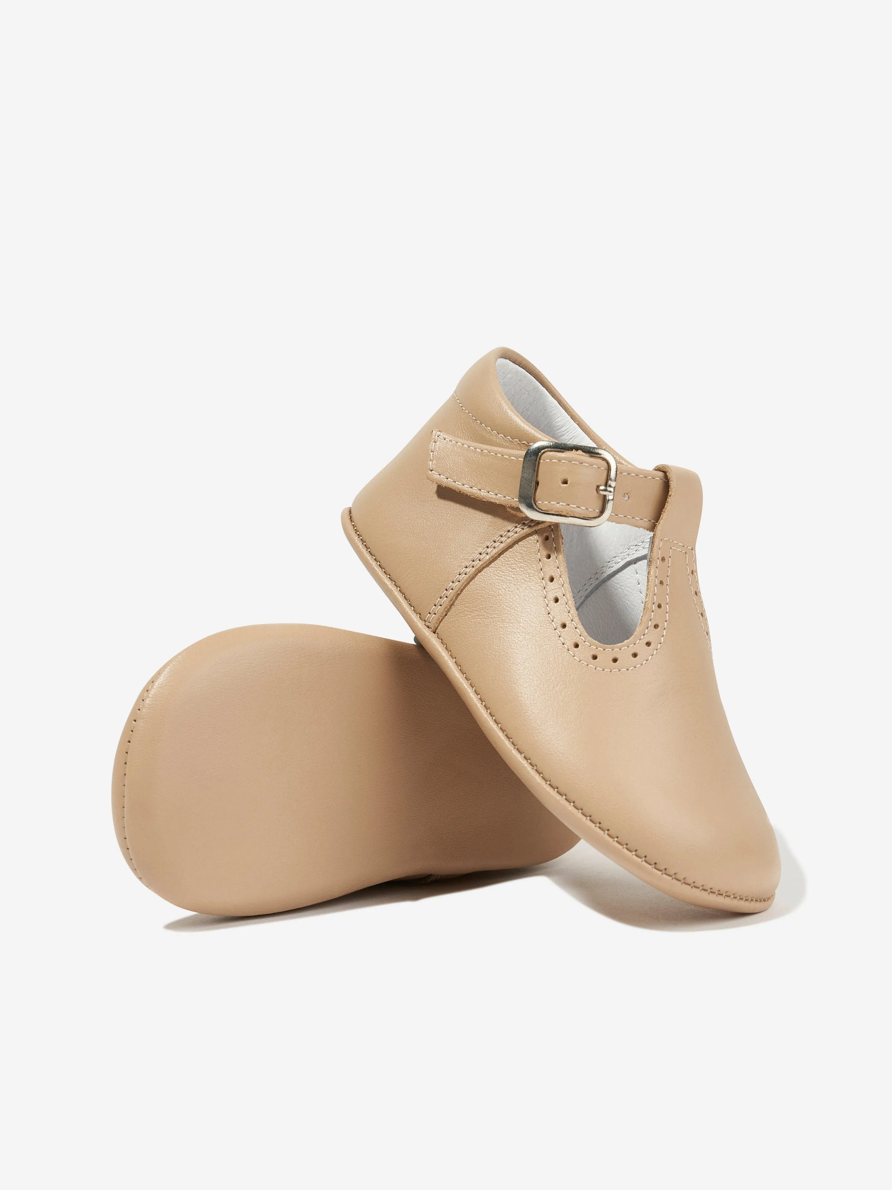 Andanines Baby T-Bar Booties in Beige