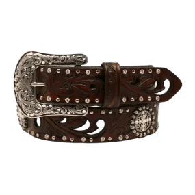 Ariat Women's Brown Cross Concho Embossed Leather Belt A1518602