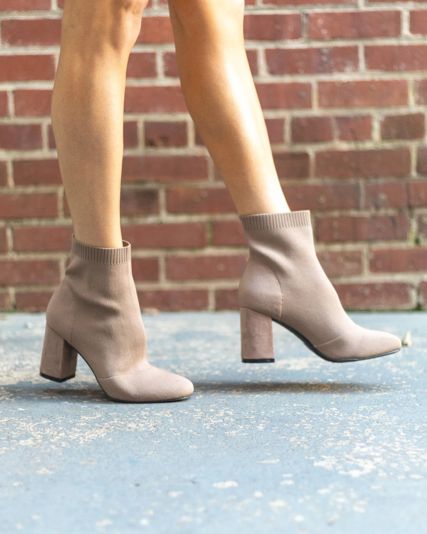 Athena Knit Booties - Taupe