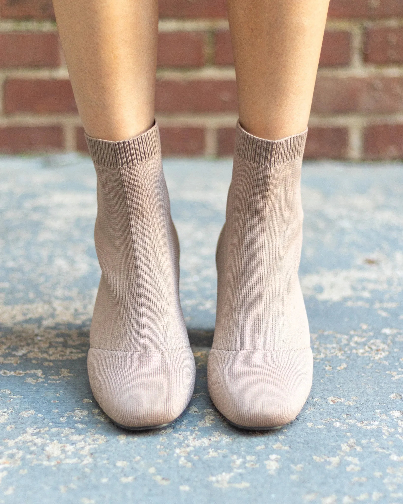 Athena Knit Booties - Taupe