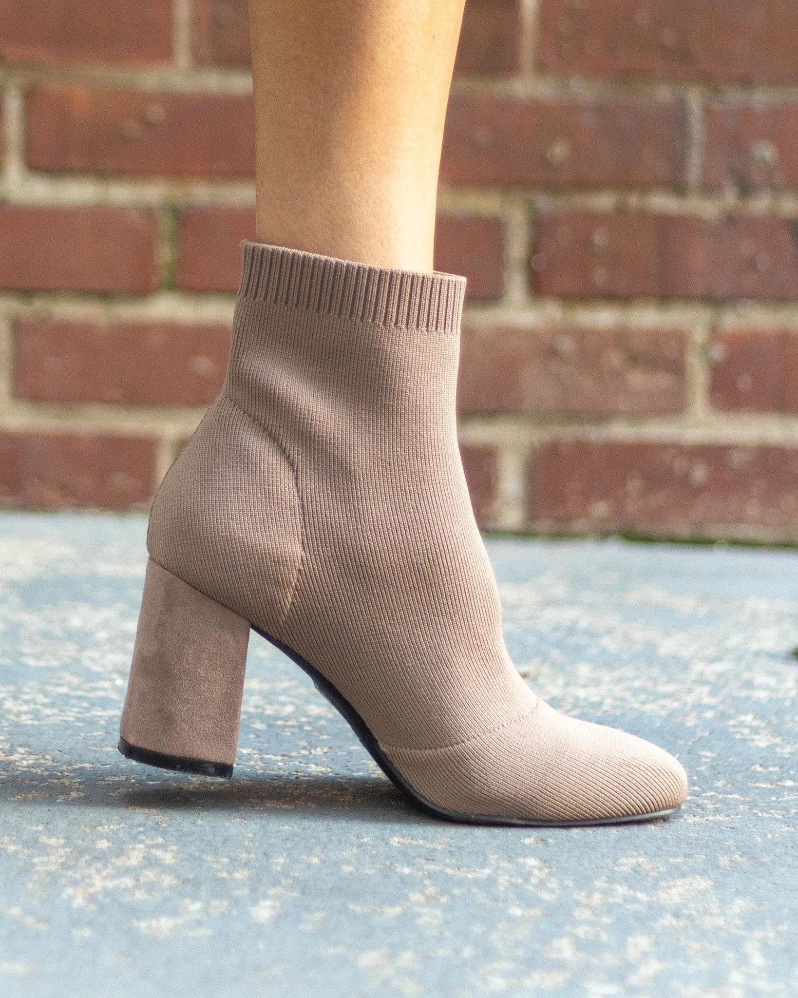 Athena Knit Booties - Taupe