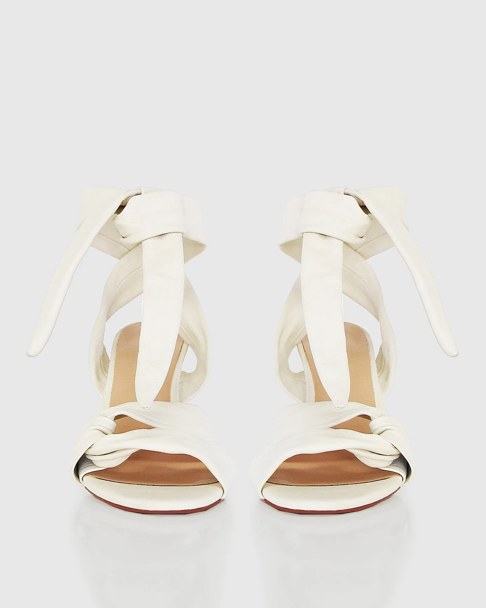 Bad Liar Leather Tie Heeled Sandal - Cream