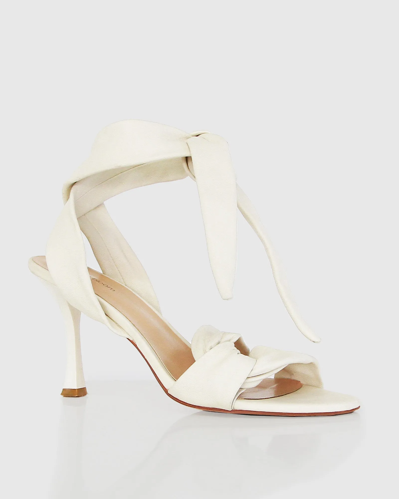 Bad Liar Leather Tie Heeled Sandal - Cream