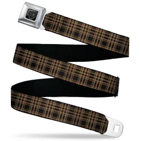 BD Wings Logo CLOSE-UP Black/Silver Seatbelt Belt - Plaid3 Black/Brown Webbing