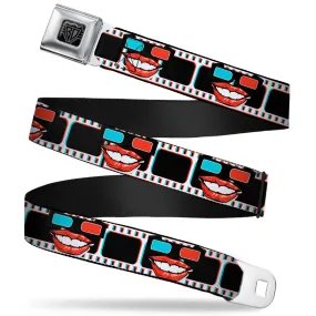 BD Wings Logo CLOSE-UP Full Color Black Silver Seatbelt Belt - 3-D Filmstrip Webbing