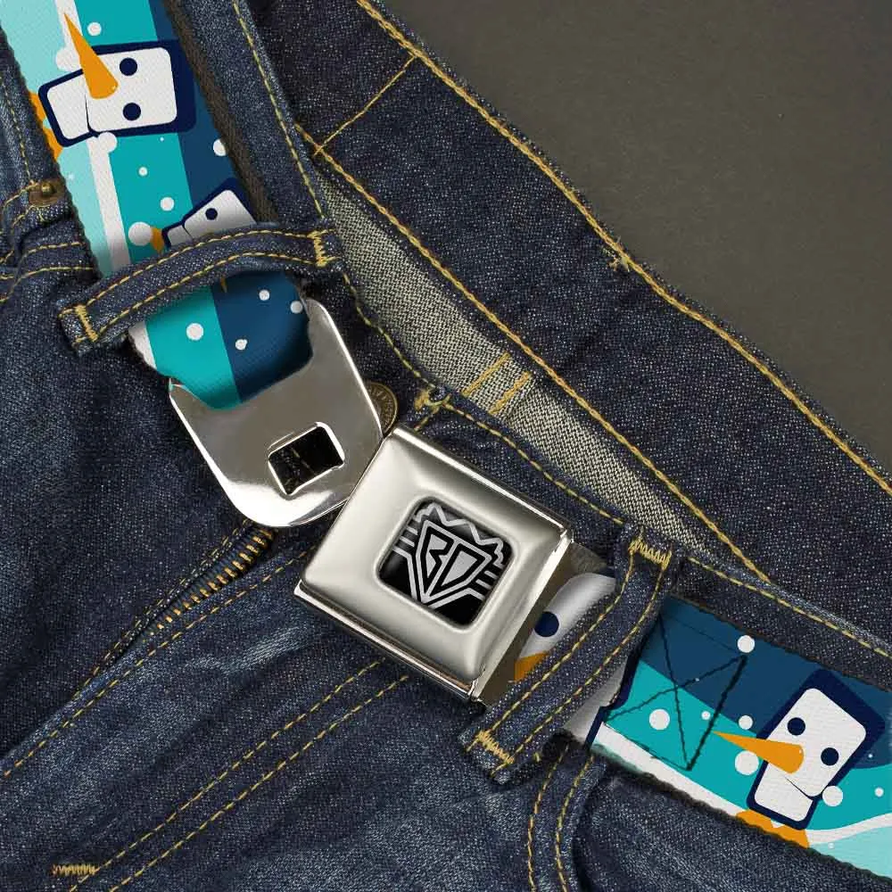 BD Wings Logo CLOSE-UP Full Color Black Silver Seatbelt Belt - Block Penguins Navy Webbing