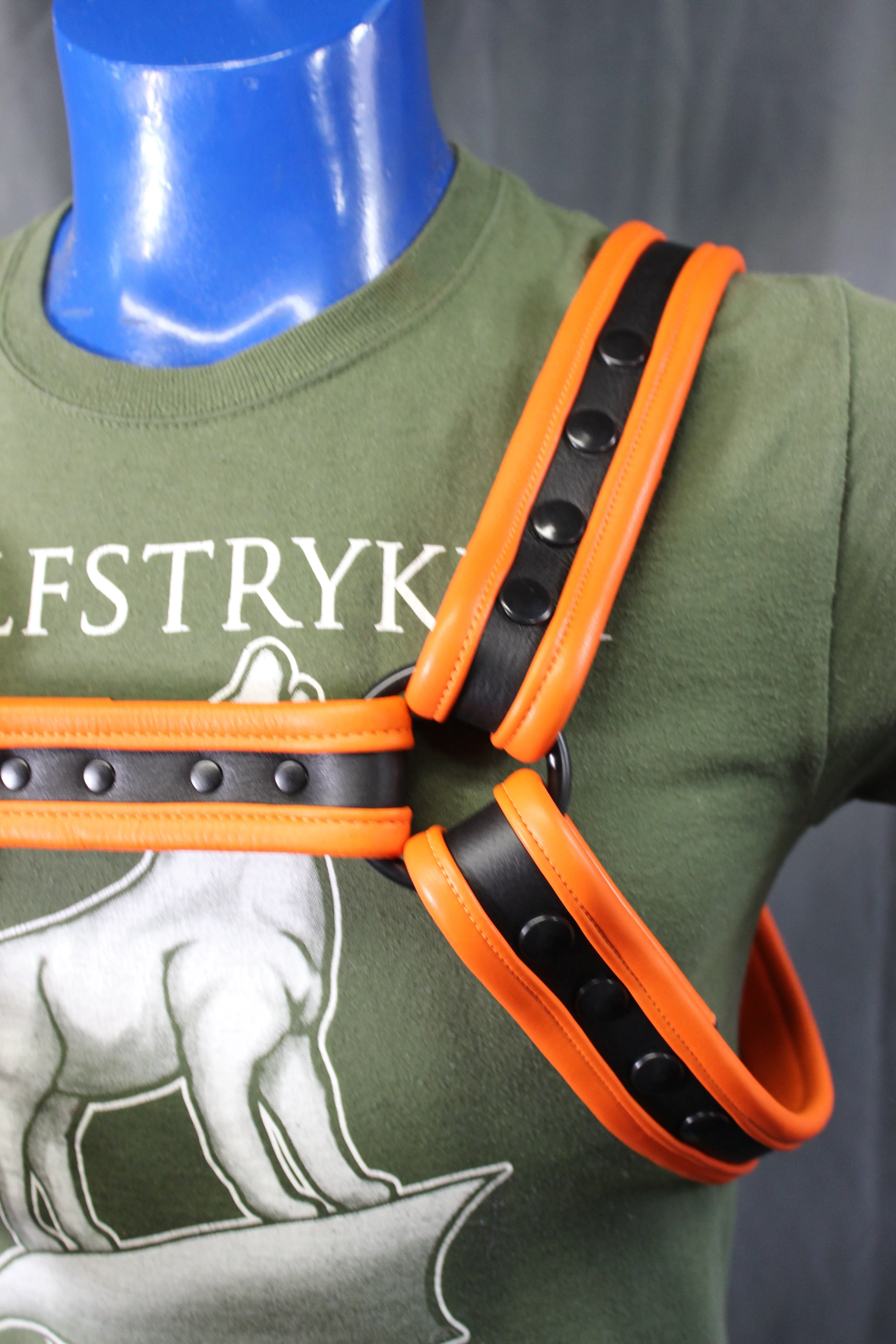 Black and Orange Bulldog Harness and Jock Combo!