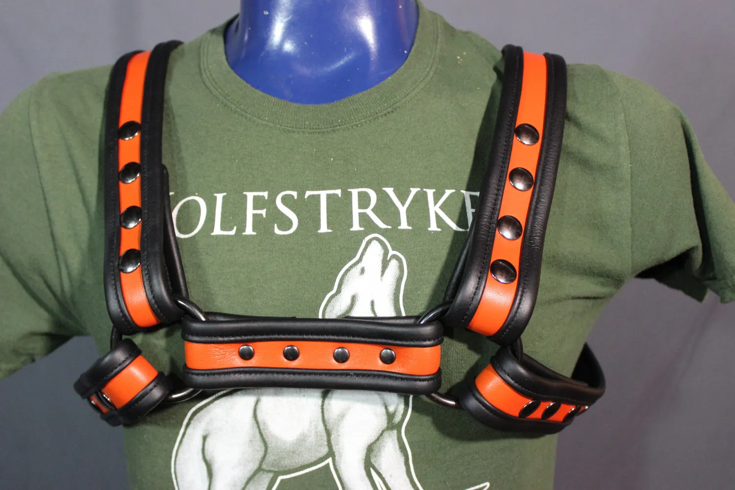 Black and Orange Bulldog Harness and Jock Combo!