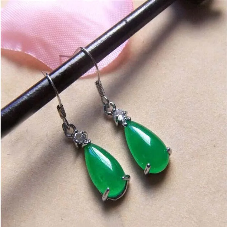 Burmese Natural Jade Water Drop Earrings