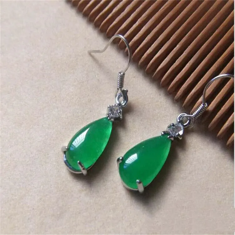 Burmese Natural Jade Water Drop Earrings