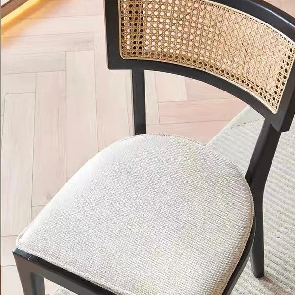 Buro Black Dining Chair with Rattan