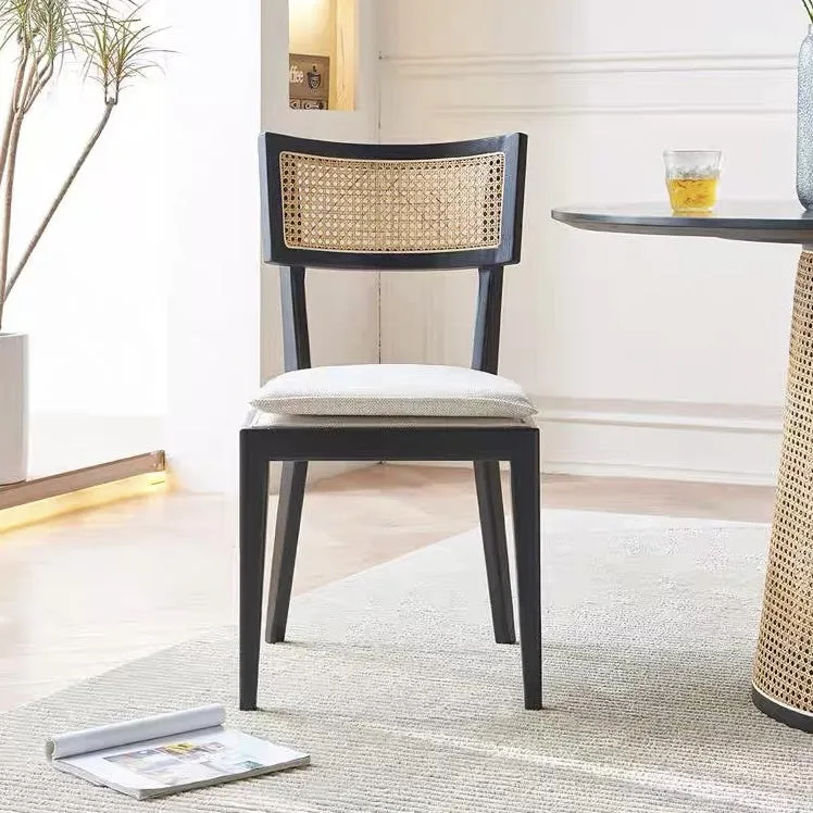 Buro Black Dining Chair with Rattan