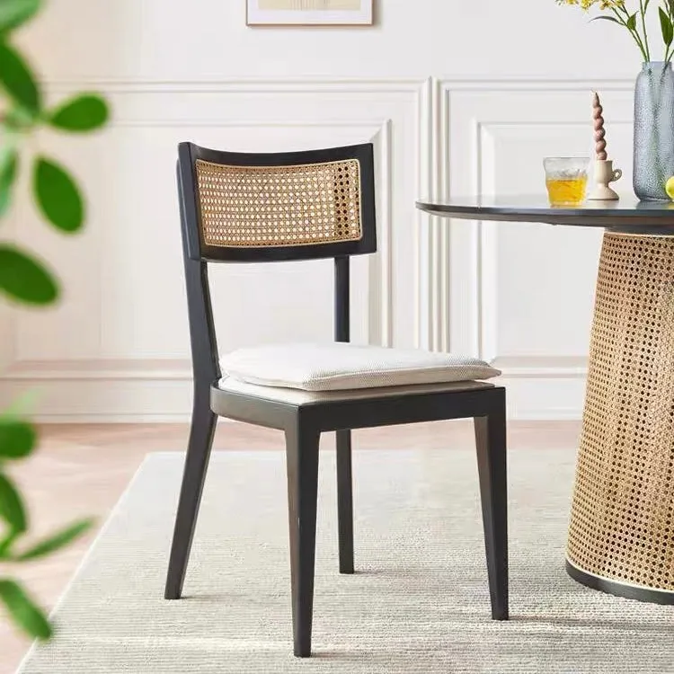 Buro Black Dining Chair with Rattan