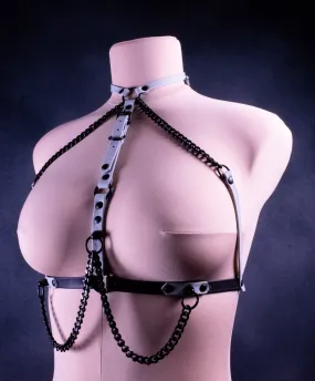 BUST HARNESS - Matte Black & Slate Leather _ LIMITED _