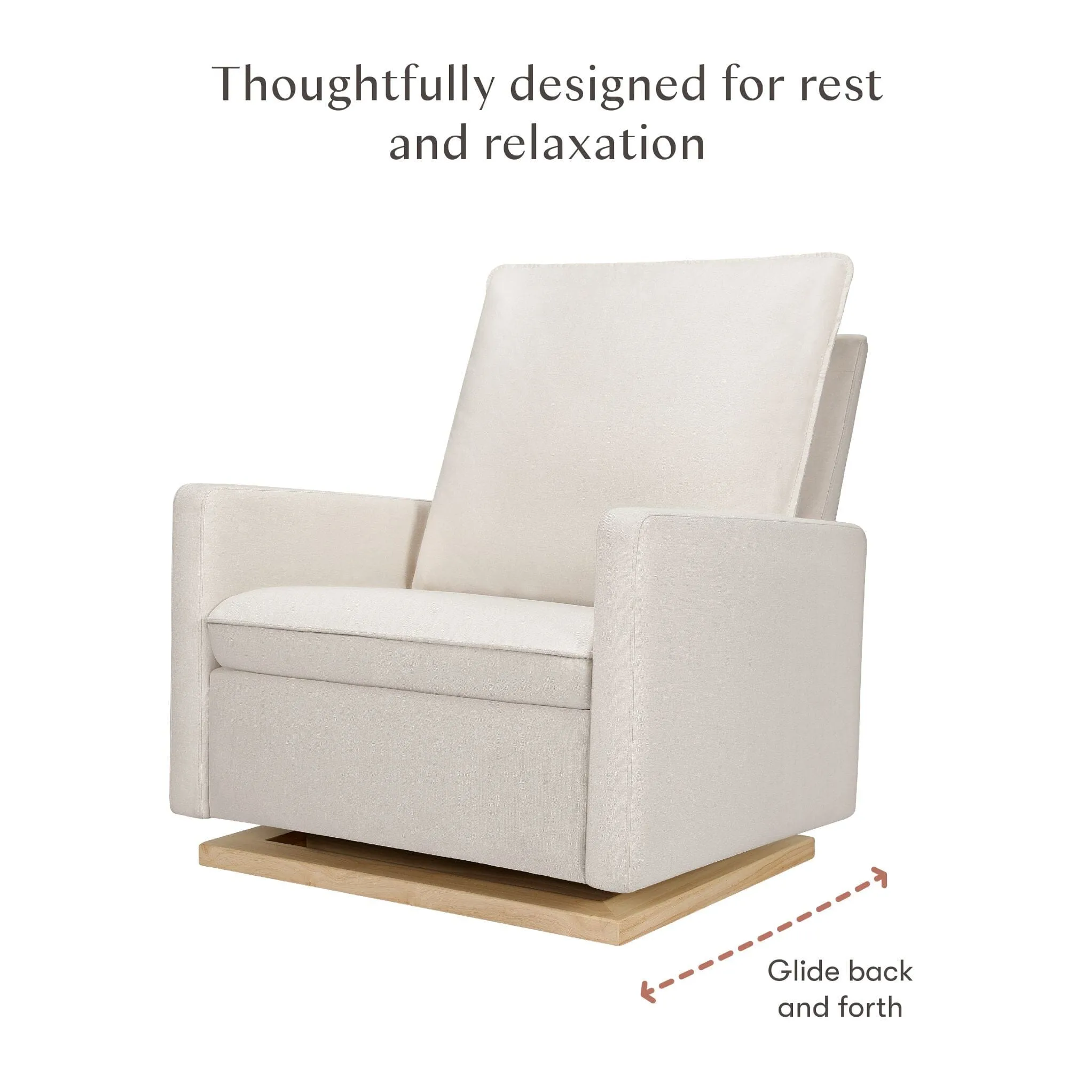 Cali Pillowback Chair and a Half Glider | Water Repellent & Stain Resistant | Cream