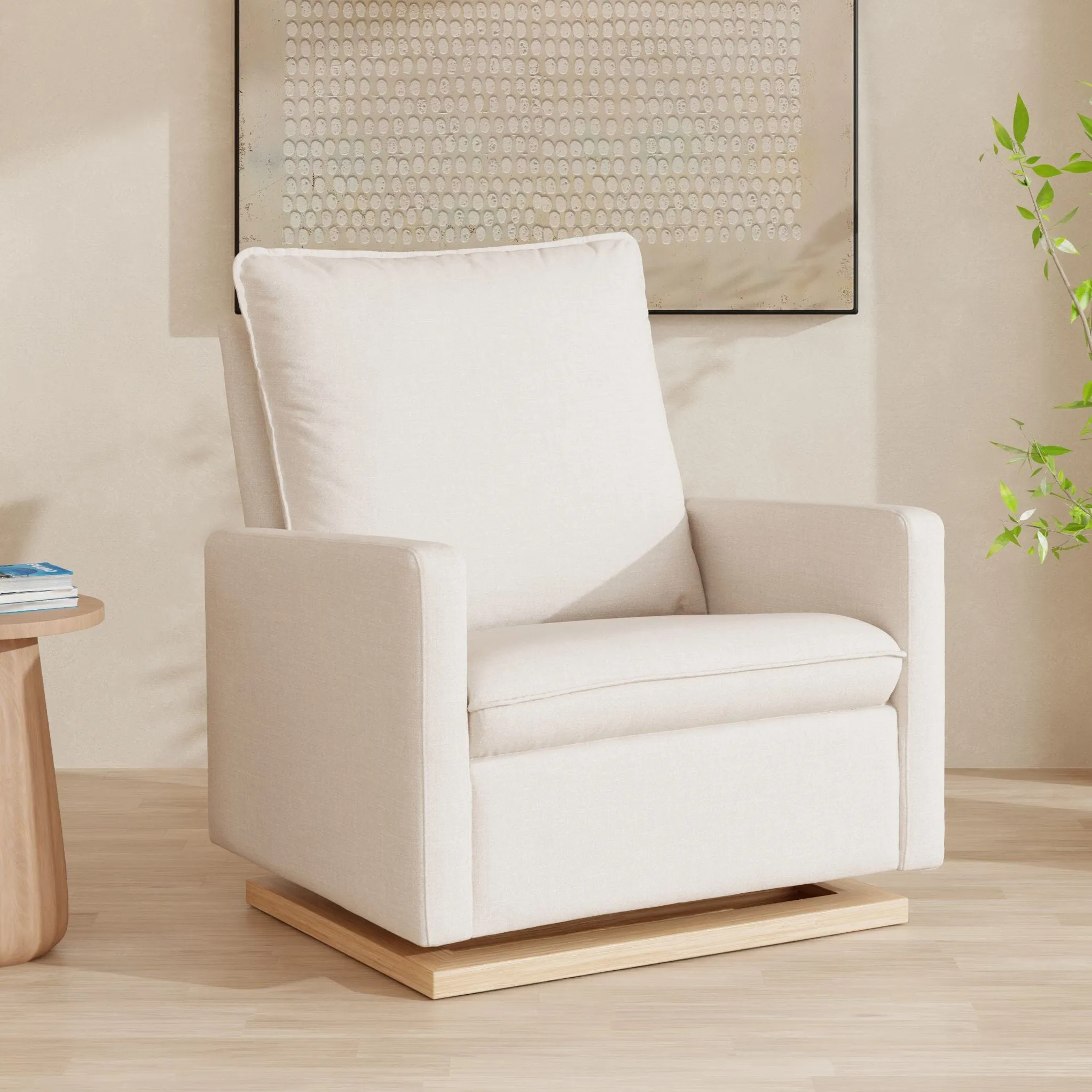 Cali Pillowback Chair and a Half Glider | Water Repellent & Stain Resistant | Cream