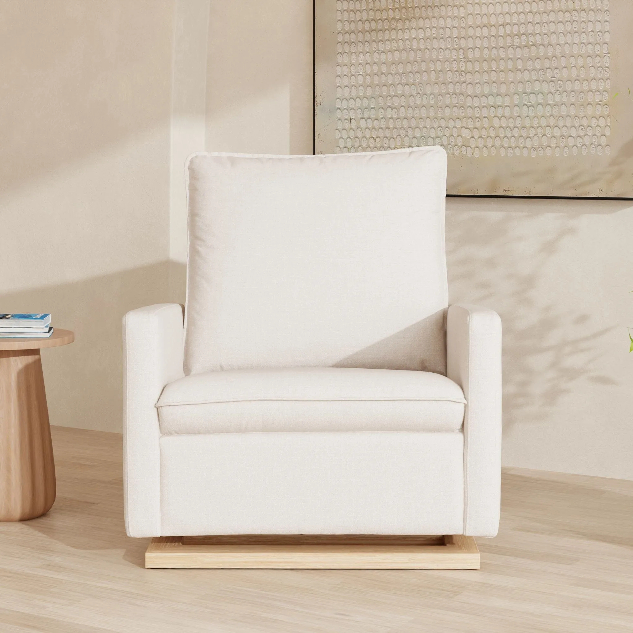 Cali Pillowback Chair and a Half Glider | Water Repellent & Stain Resistant | Cream