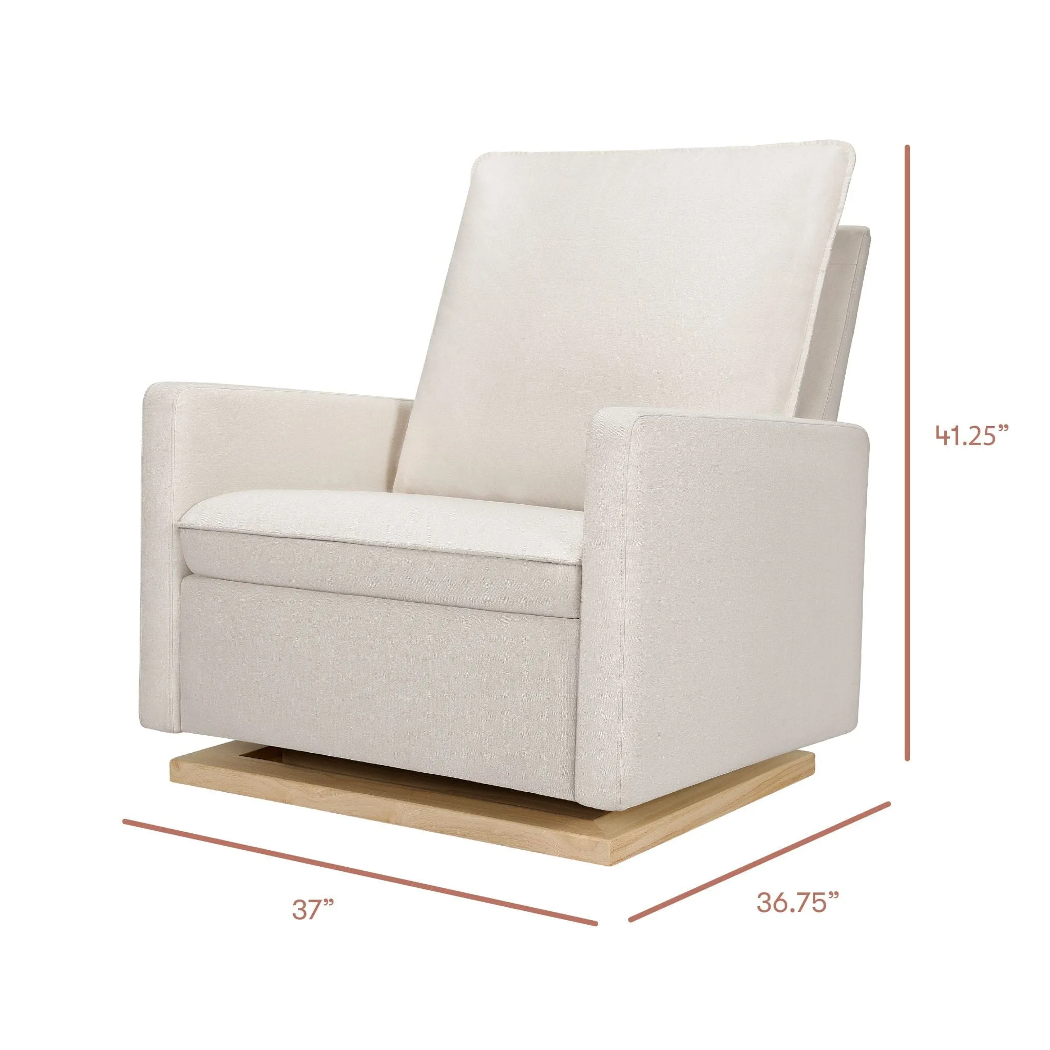 Cali Pillowback Chair and a Half Glider | Water Repellent & Stain Resistant | Cream