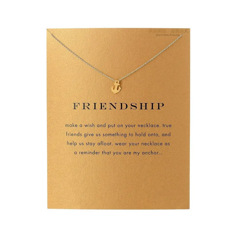 Charm Pendant with Wish Card - Friendship - Gold