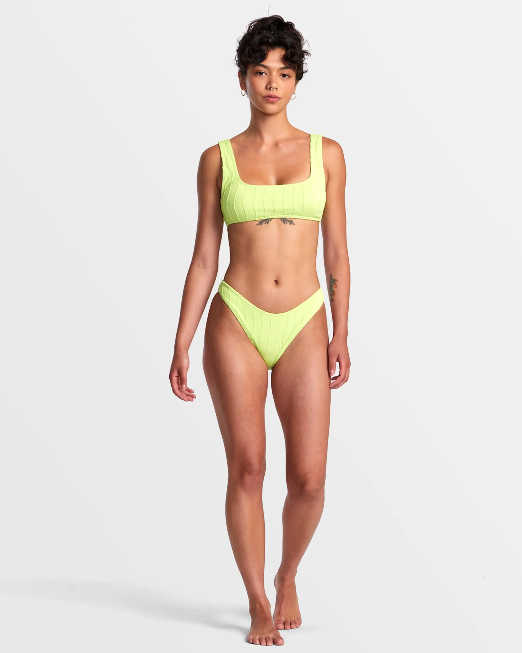 Chevy Grooves Laceback Bralette Bikini Top - Neon Green