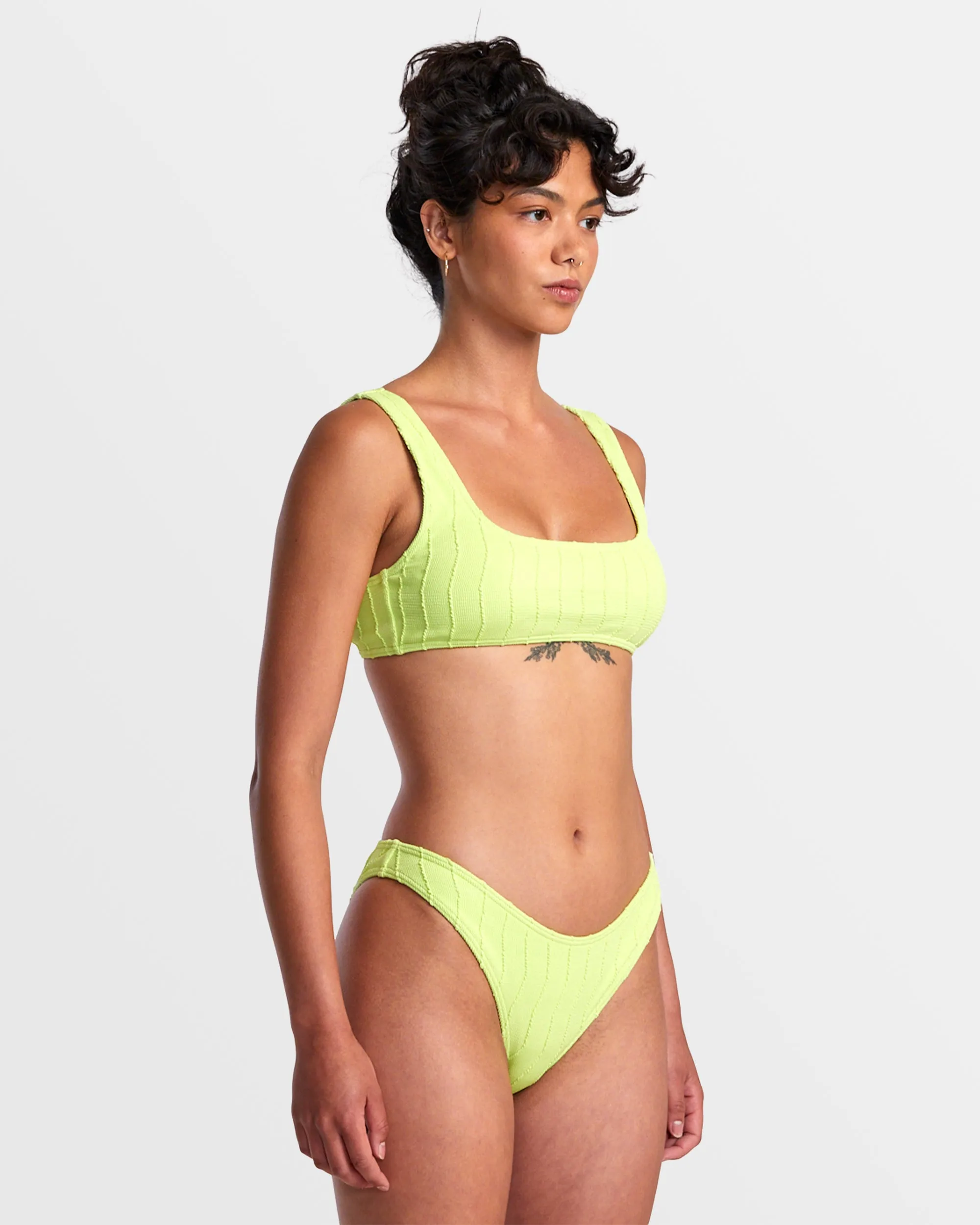 Chevy Grooves Laceback Bralette Bikini Top - Neon Green