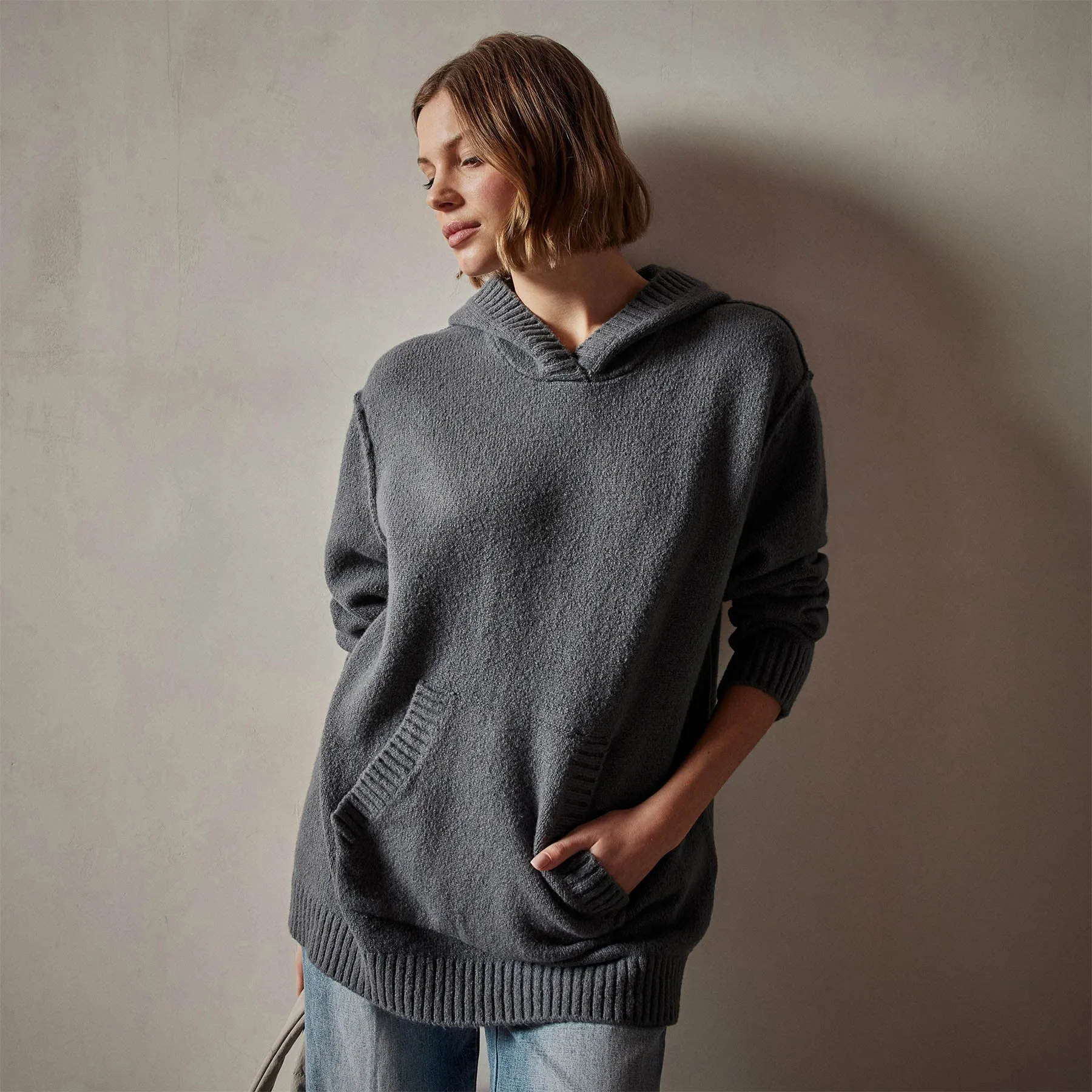 Cotton Cashmere Oversize Hoodie - Flint