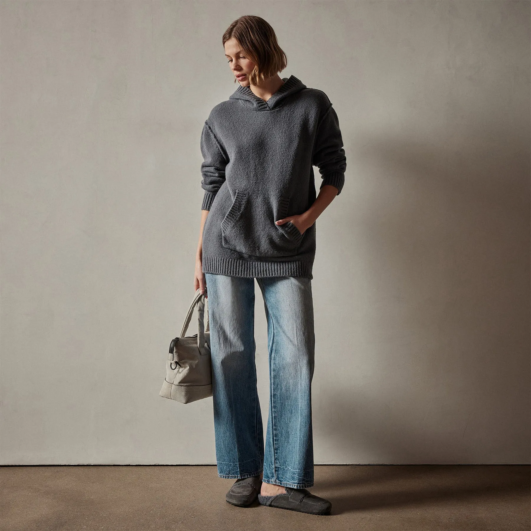 Cotton Cashmere Oversize Hoodie - Flint