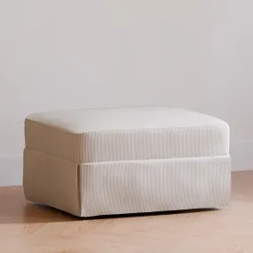 Crawford Gliding Ottoman in Eco-Performance Fabric | Water Repellent & Stain Resistant | Fog Chatham Stripe