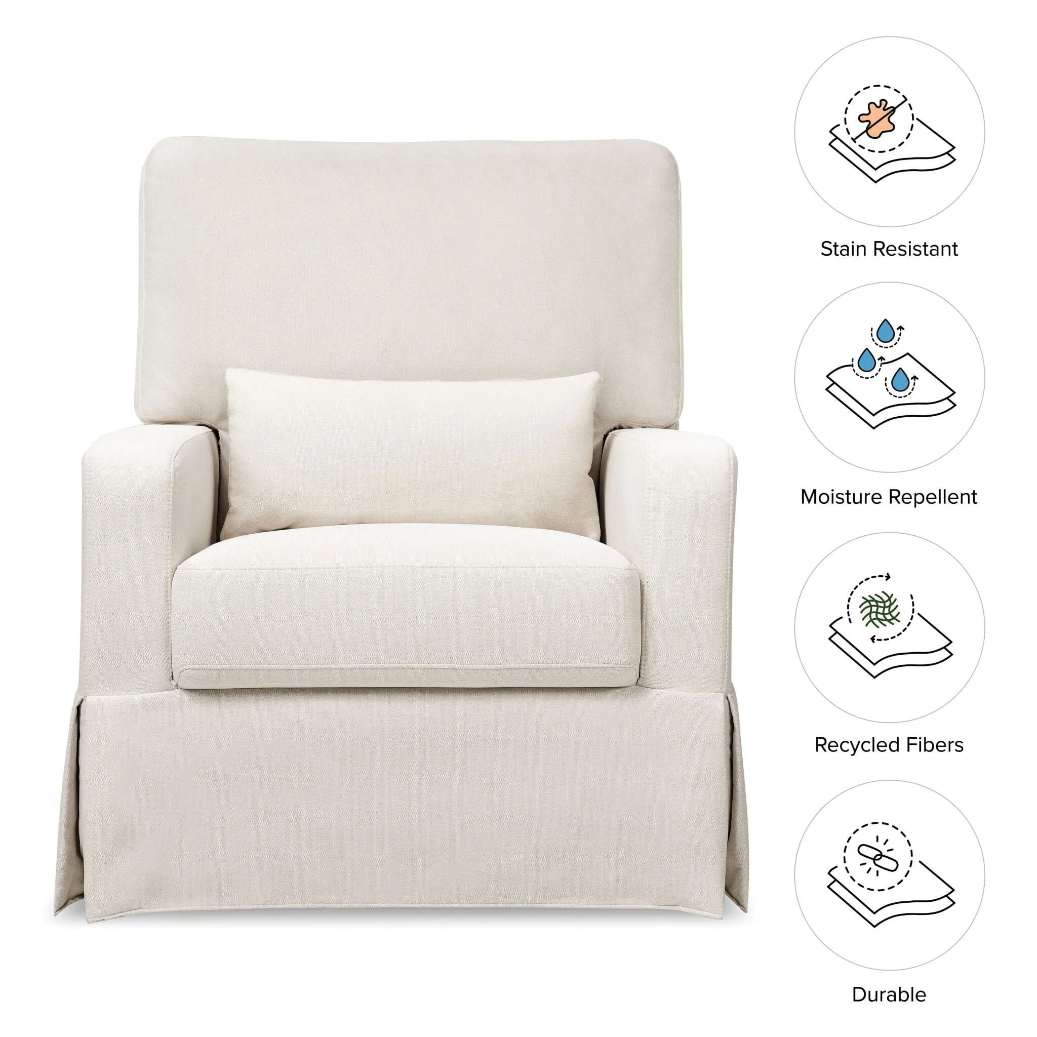 Crawford Pillowback Comfort Swivel Glider - Cream Eco-Weave