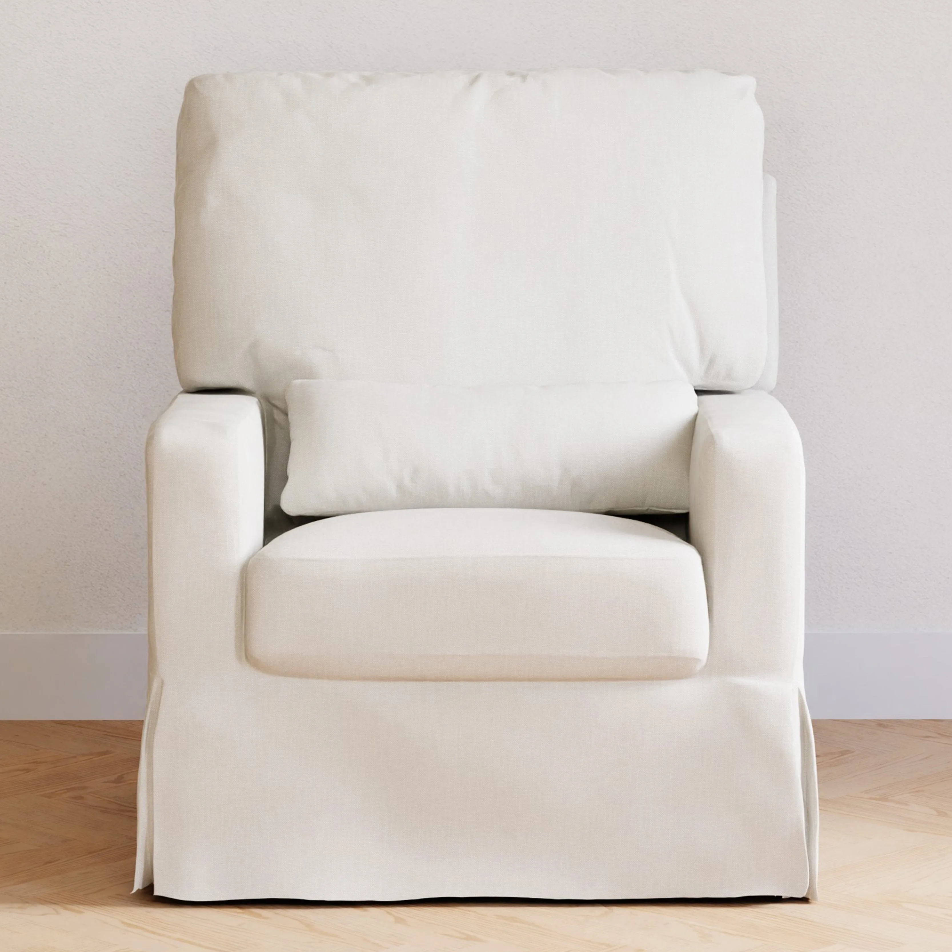 Crawford Pillowback Comfort Swivel Glider - Cream Eco-Weave