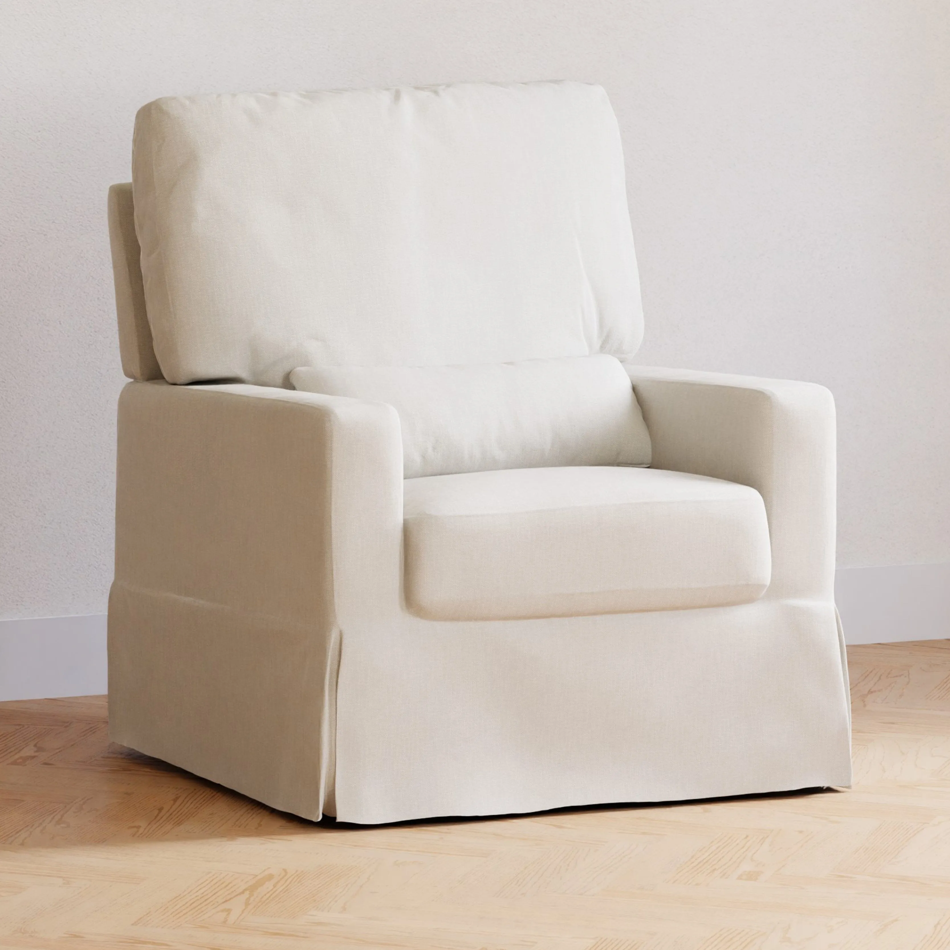 Crawford Pillowback Comfort Swivel Glider - Cream Eco-Weave