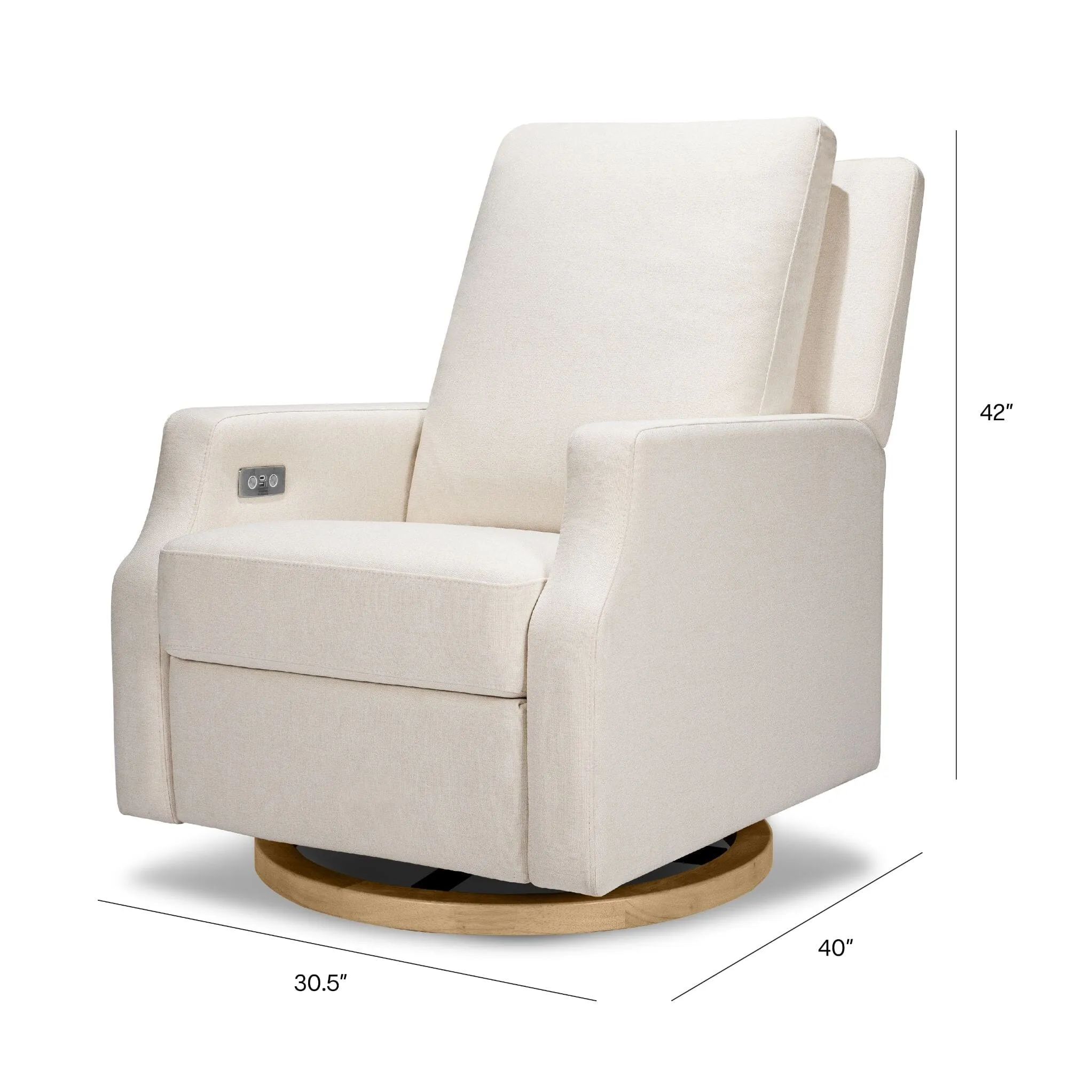 Crewe Electronic Recliner & Swivel Glider | Cream Eco-Performance Fabric   Water Repellent & Stain Resistant