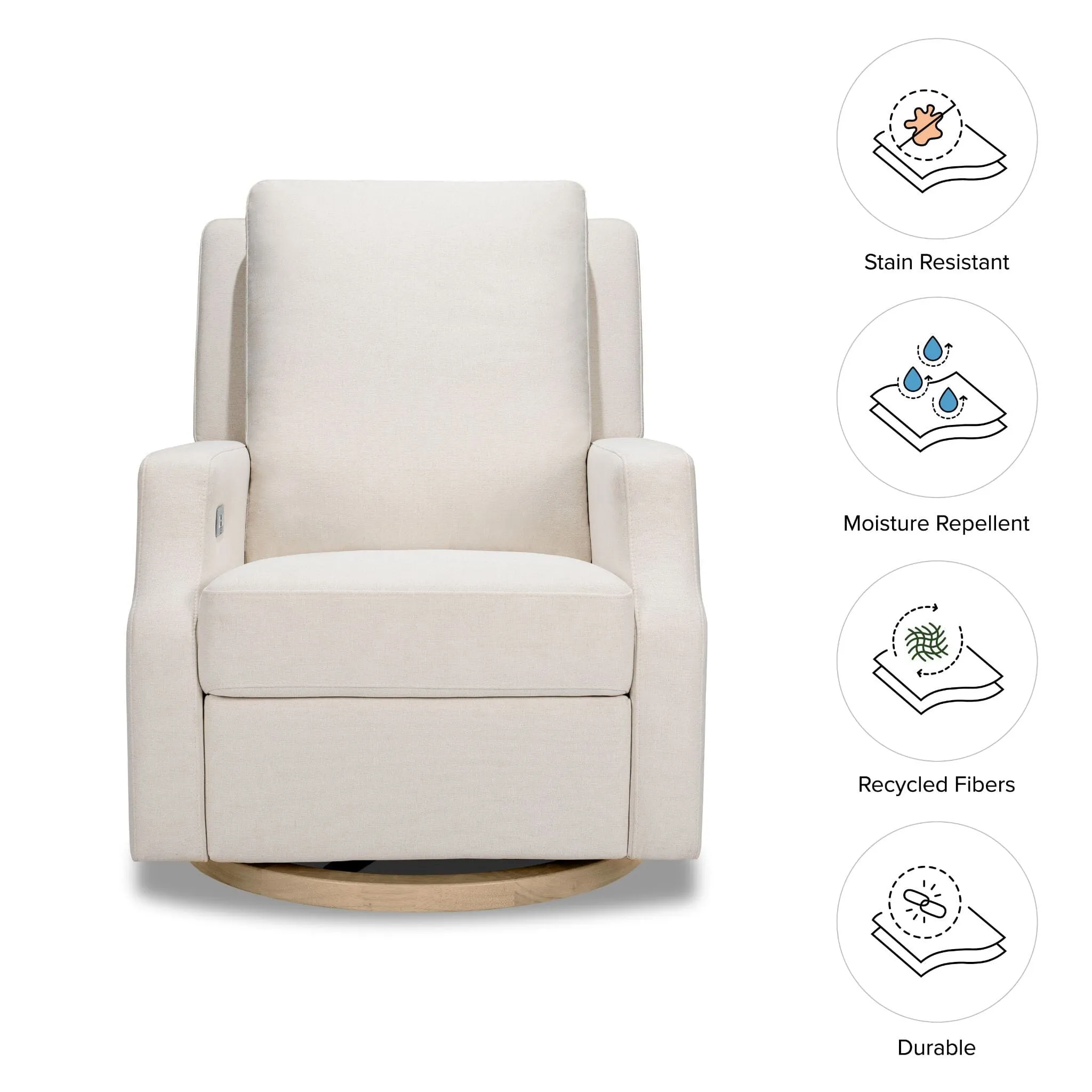 Crewe Electronic Recliner & Swivel Glider | Cream Eco-Performance Fabric   Water Repellent & Stain Resistant