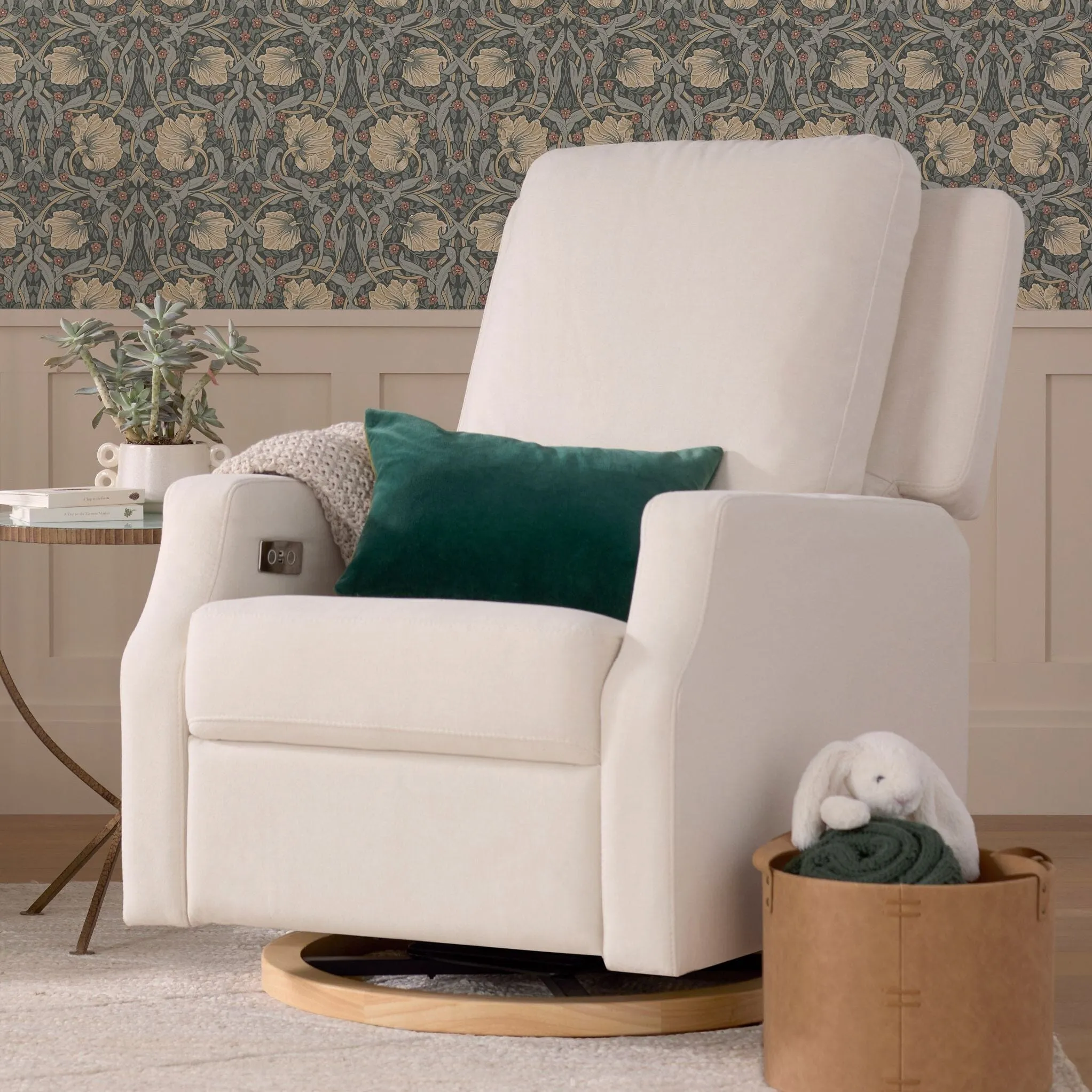 Crewe Electronic Recliner & Swivel Glider | Cream Eco-Performance Fabric   Water Repellent & Stain Resistant