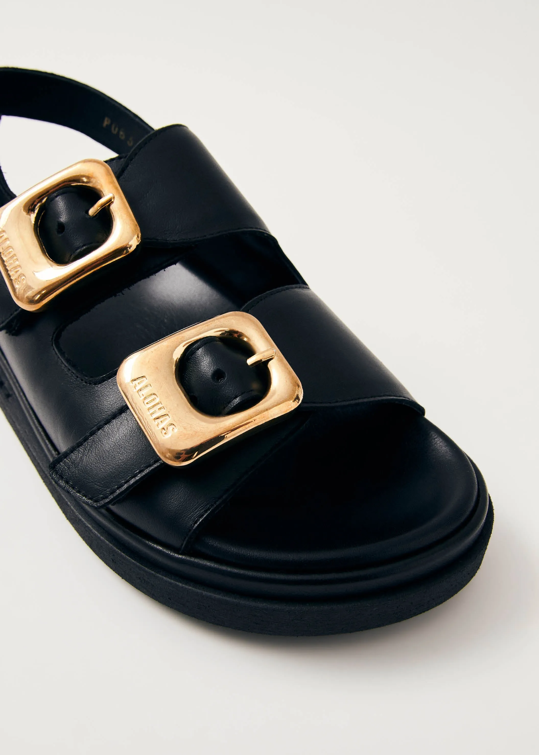 Daria Black Leather Sandals