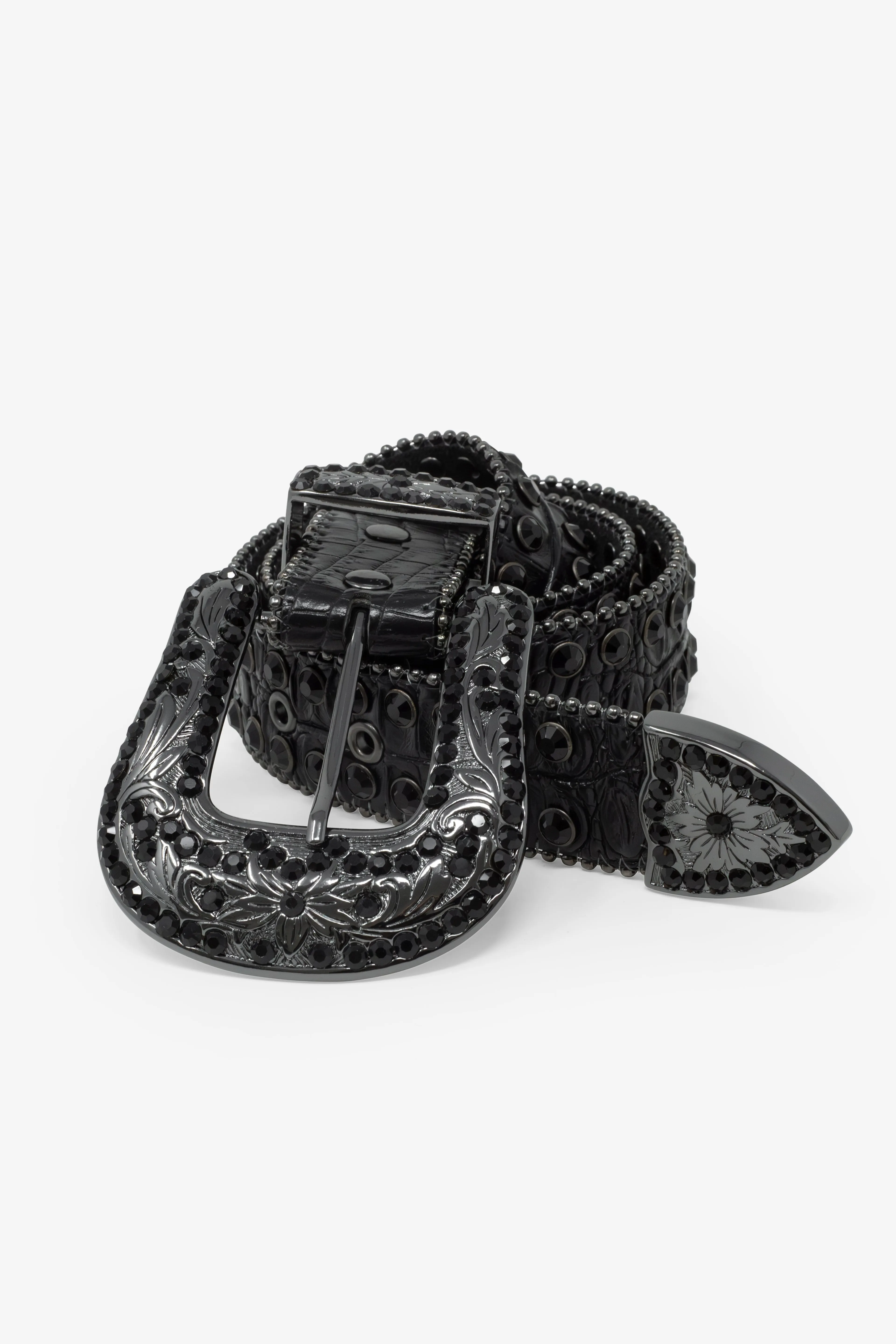 Double Row Studded Belt - Black