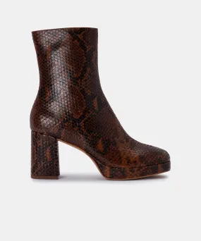 EDEN BOOTIES COGNAC SNAKE PRINT LEATHER - re:vita