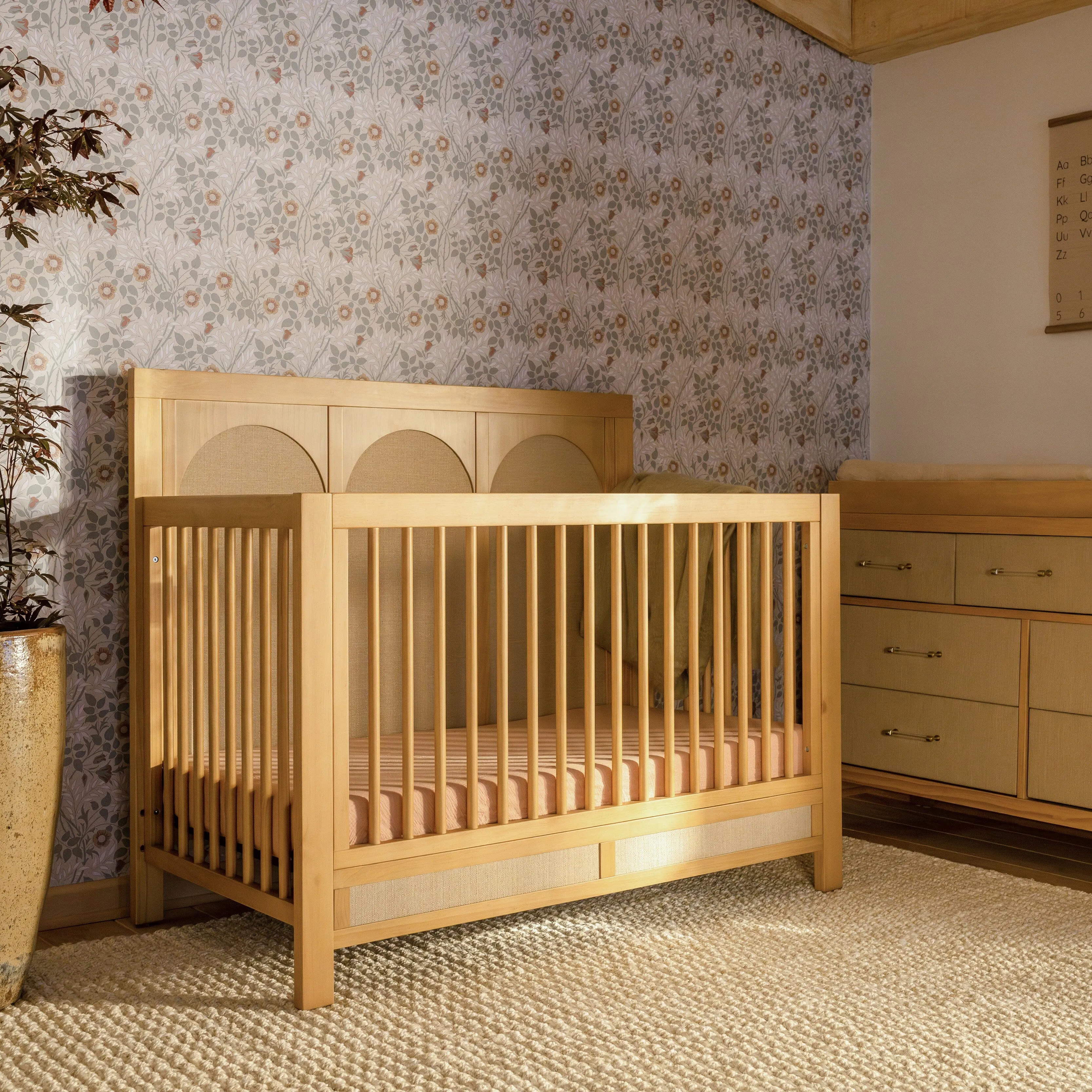 Eloise 4-in-1 Convertible Crib | Honey & Performance Sand Eco-Weave