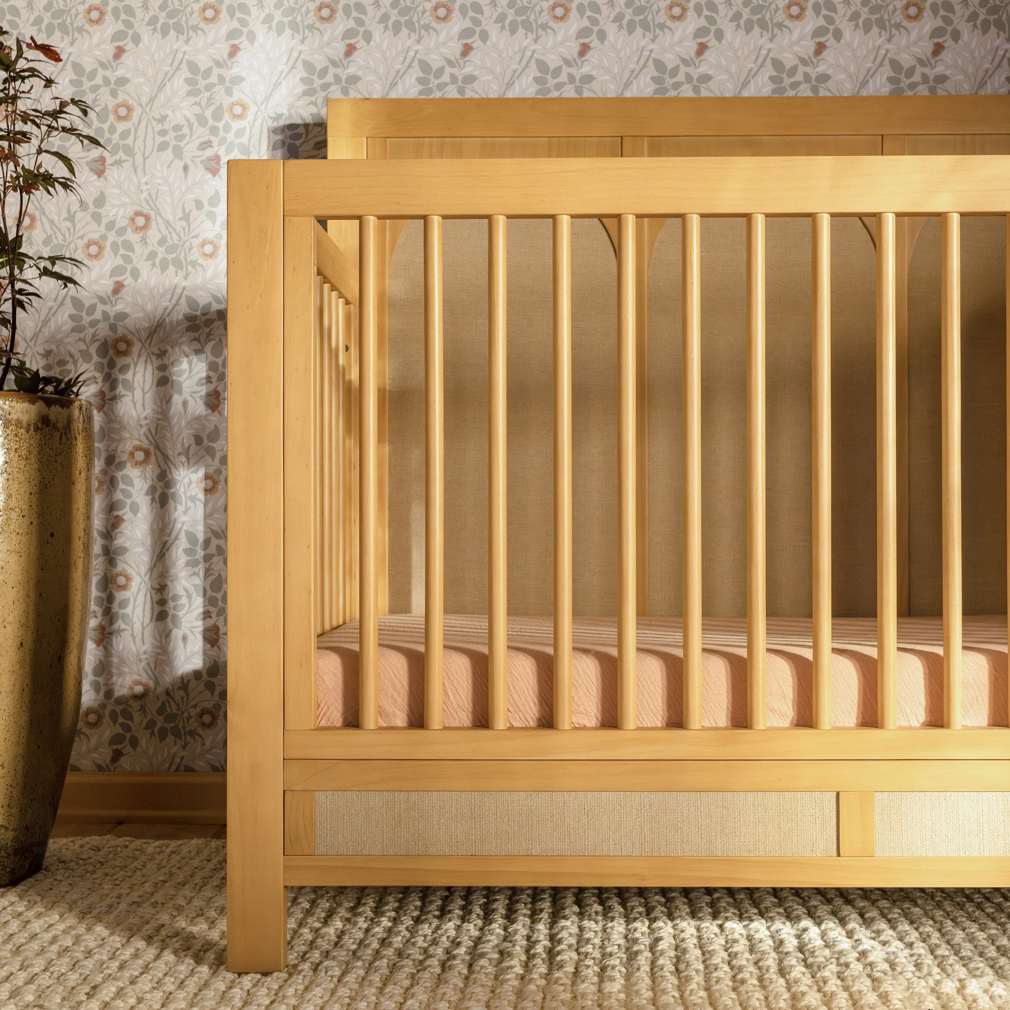 Eloise 4-in-1 Convertible Crib | Honey & Performance Sand Eco-Weave