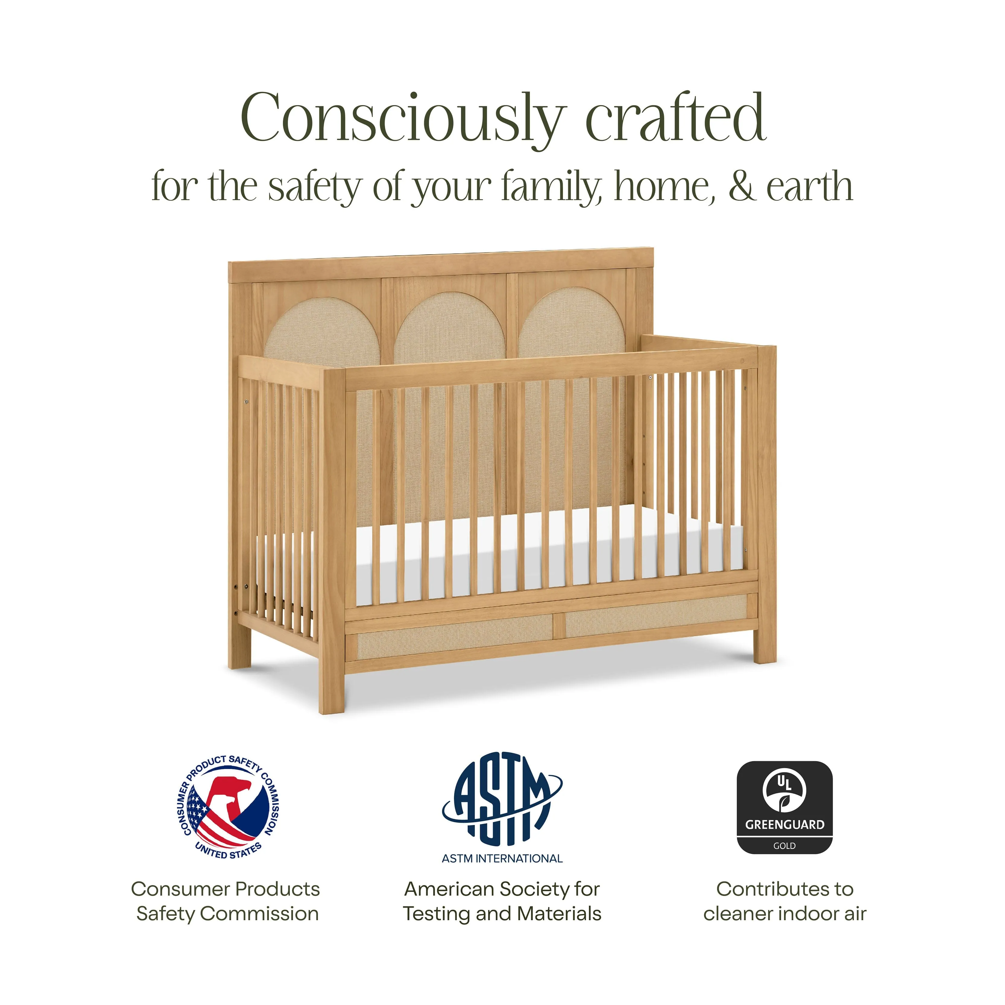 Eloise 4-in-1 Convertible Crib | Honey & Performance Sand Eco-Weave