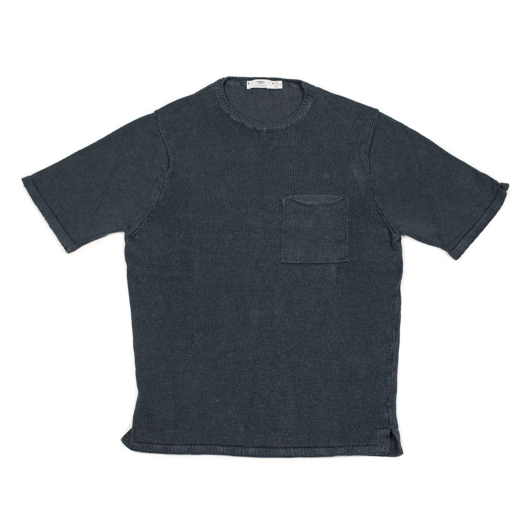 Exclusive knit pocket tee in charcoal linen