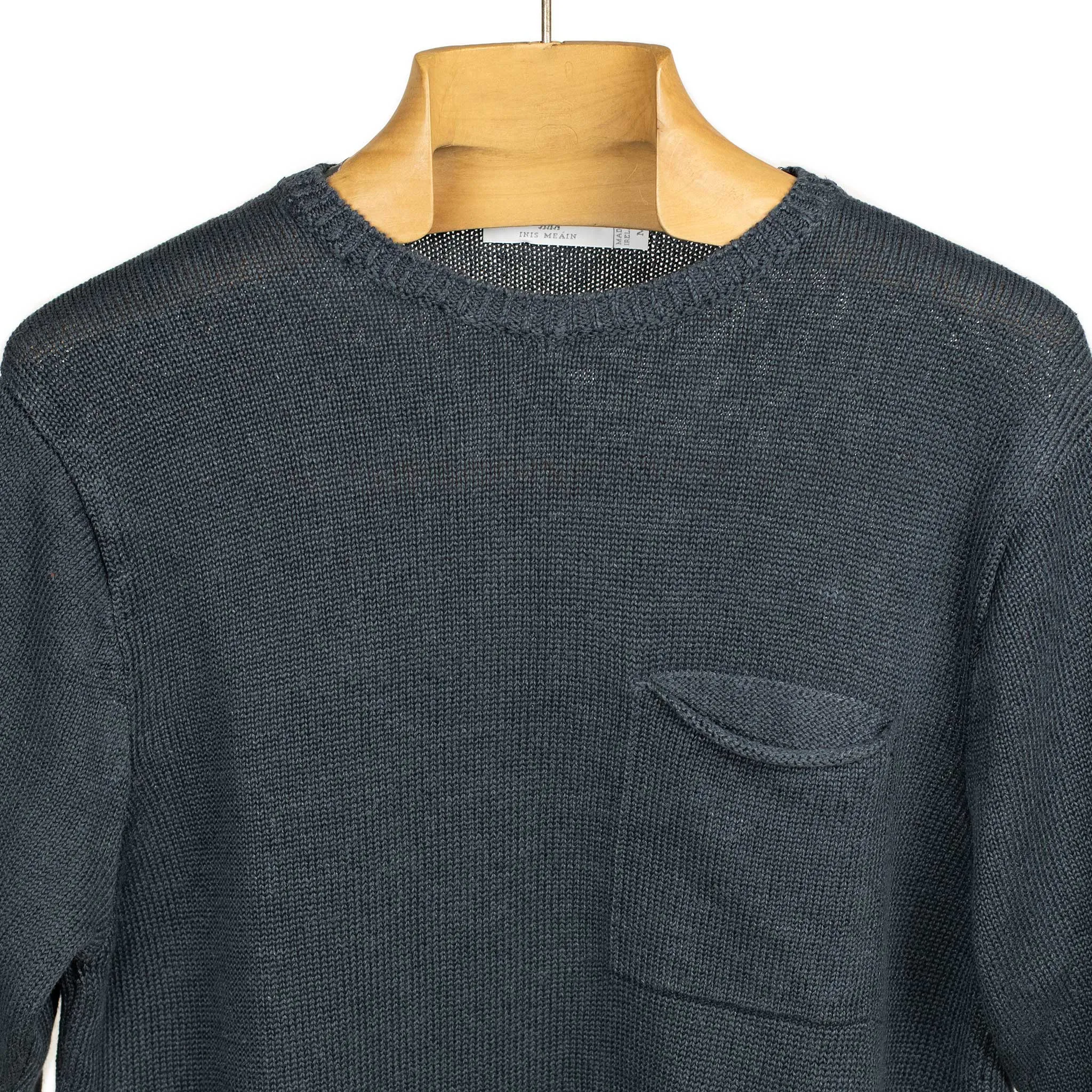 Exclusive knit pocket tee in charcoal linen