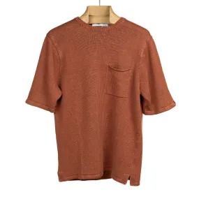 Exclusive knit pocket tee in rust linen