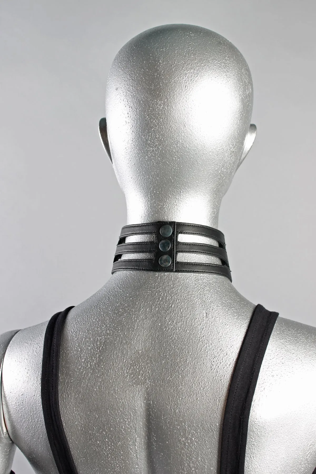 Five and Diamond Cage Collar - leather