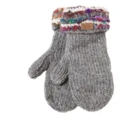 Grey Wool Texting Mittens, Cuff Fingerless Gloves, Fleece Lined