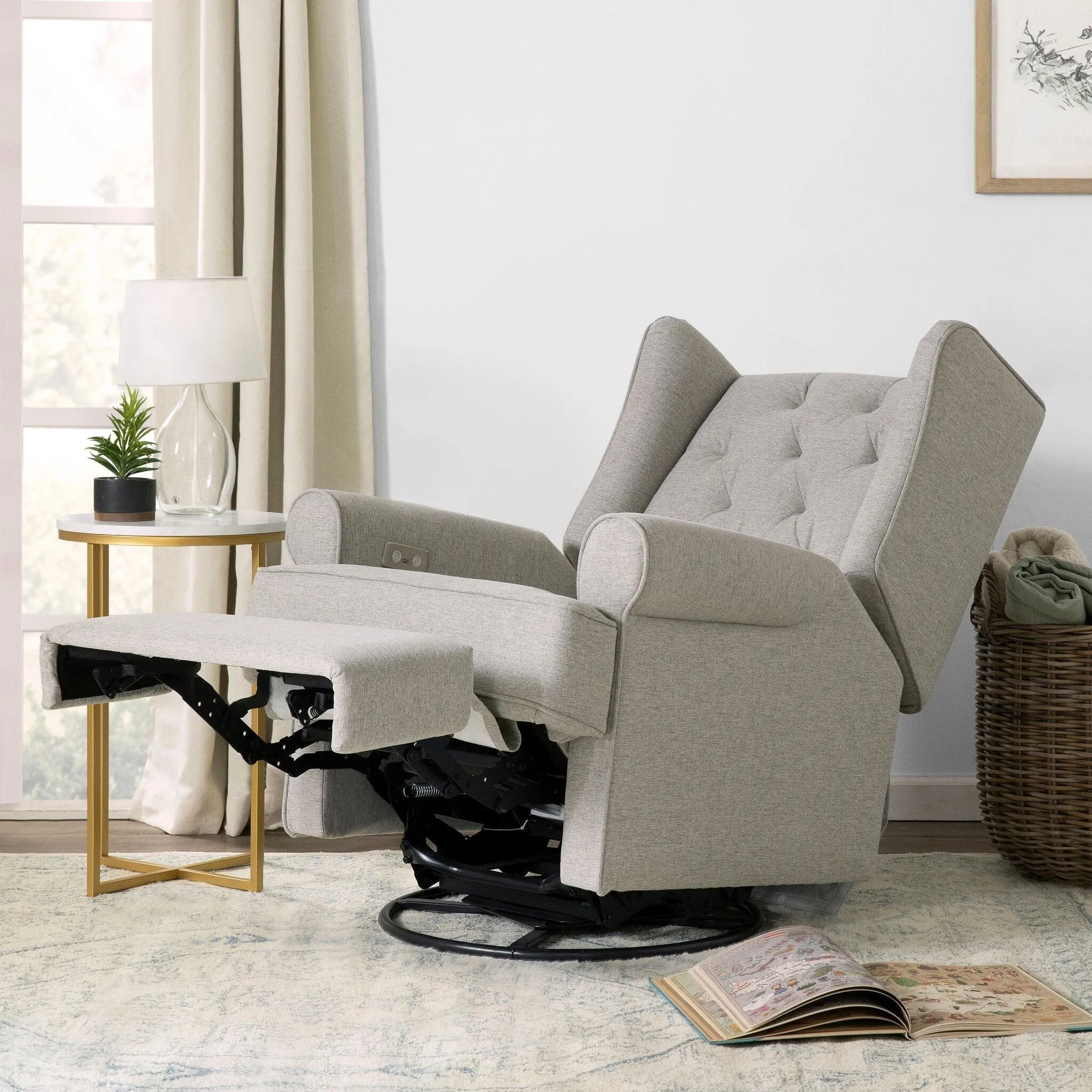 Harbour Electronic Recliner and Swivel Glider - Grey Eco-Weave