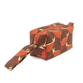 Heliconia Red Brown Cosmetic Bag Small